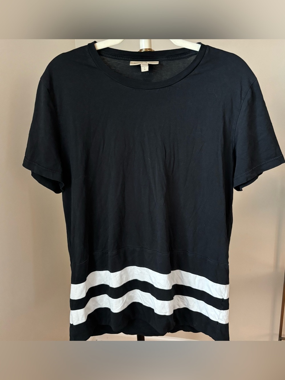 Burberry Black & White Cotton Short-Sleeve Tee Size Large